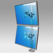 Eco Style monitor arm with swivel joints for 2 vertical displays on pole desk mounting