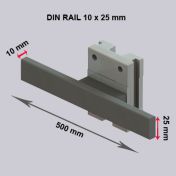 Din Rail 10 x 25 mm. Longueur de 500 mm sur rail mural vertical