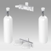 Holder for 2 Medical Gas Bottle Vertical Rail Mounting