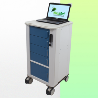 WorkiMed Laptop Cart Large Surface with 5 secures drawers WMC MED 1