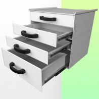 WorkiMed Block of 3 drawers height 80 mm and 1 drawer height 160 mm (Medium and Heavy Duty trolleys only)