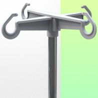 WorkiMed Telescopic IVP pole in anodised aluminium mounted on Din Rail 10 x 25 mm